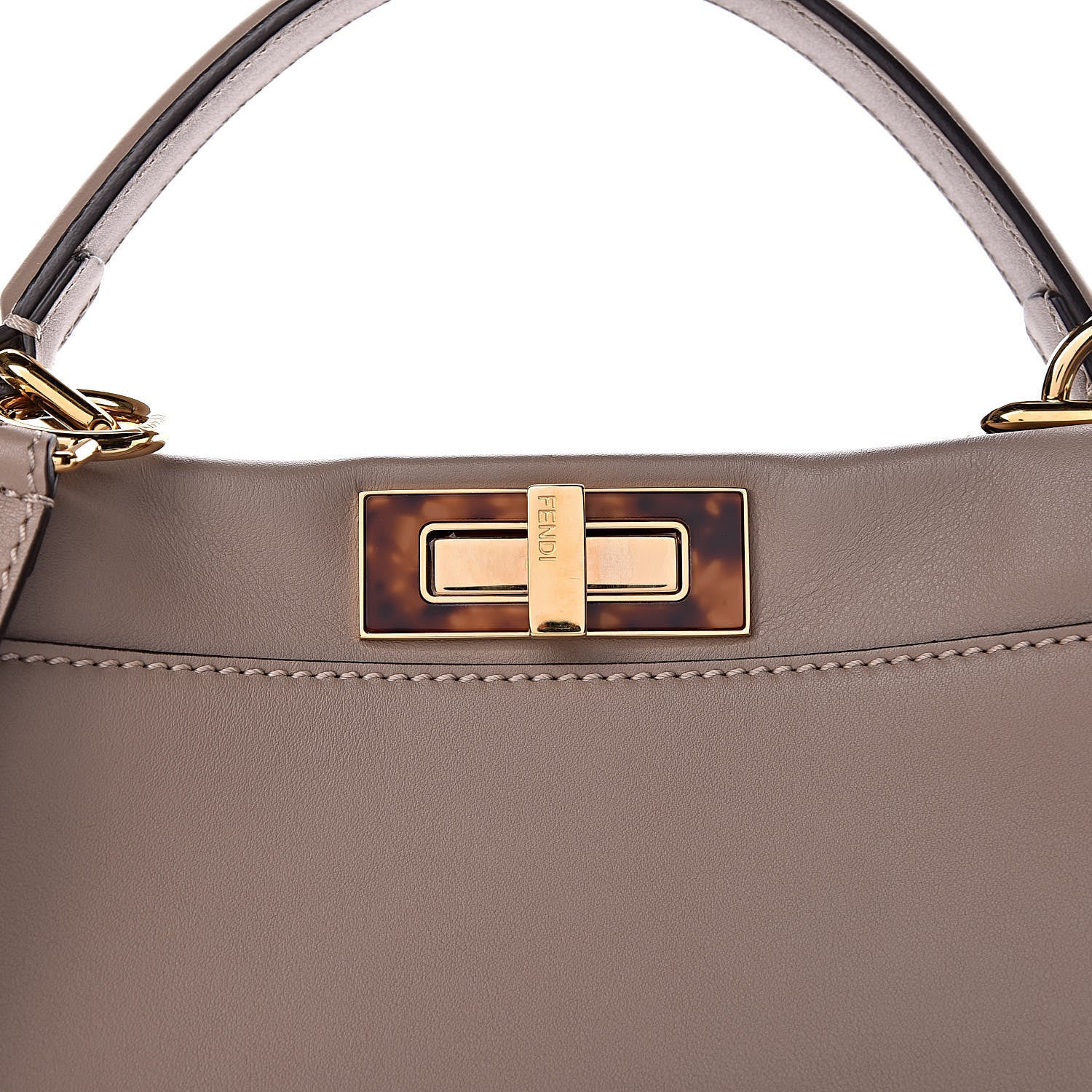 Fendi Vitello Seta Plexiglass Tortoise Medium Peekaboo Iconic Satchel Tortora 10 of 10