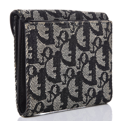 Christian Dior Monogram Compact Saddle Wallet Black 3 of 9
