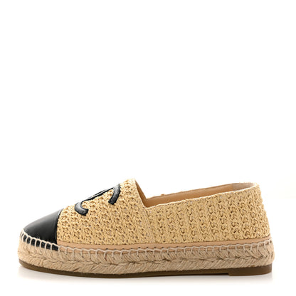 Chanel Braided Fabric Lambskin CC Espadrilles 37 Beige Black 1 of 10
