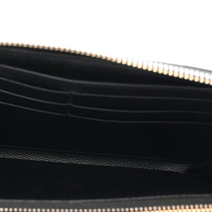 Saint Laurent Grain De Poudre Matelasse Chevron Monogram Zip Around Wallet Black 5 of 7