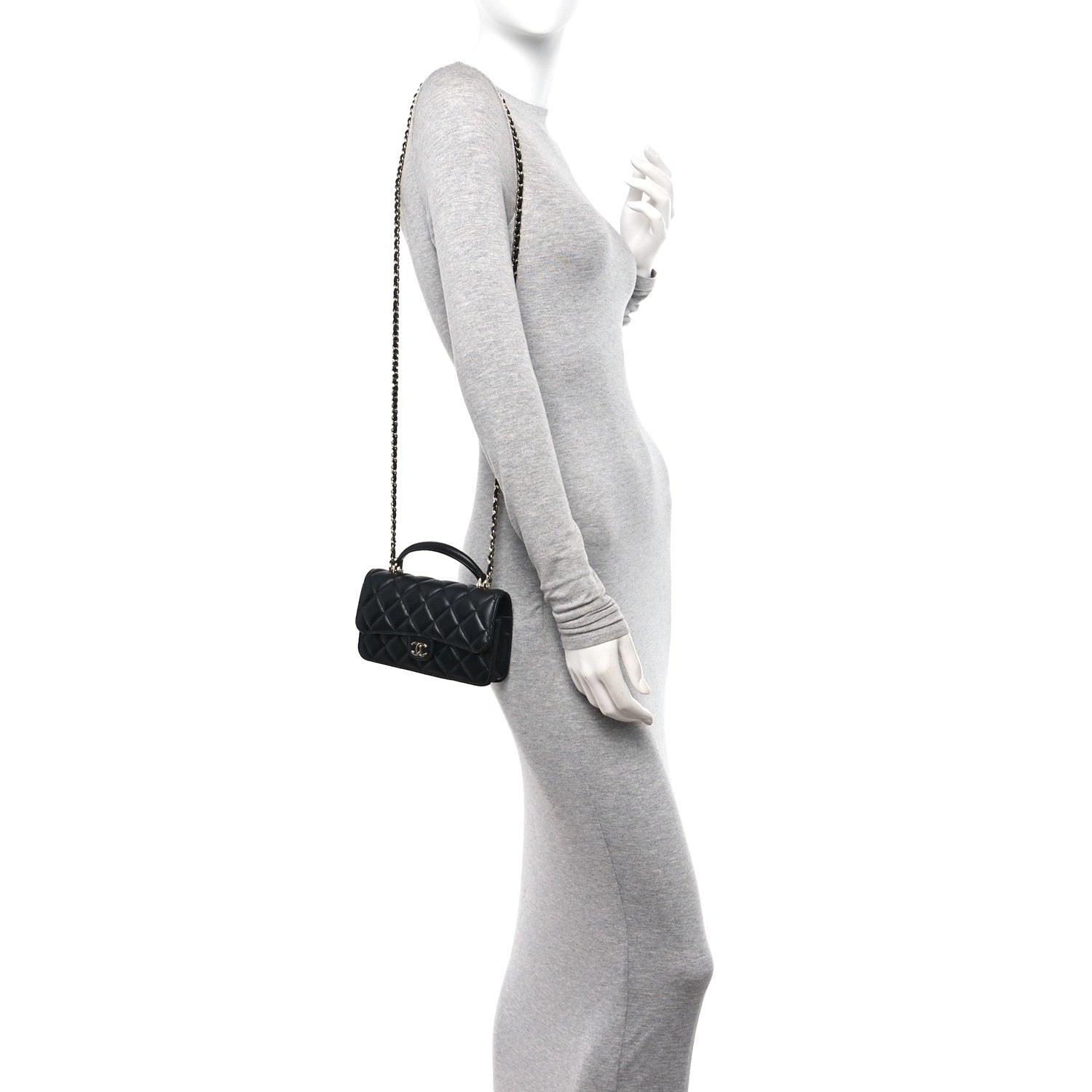 Chanel Lambskin Quilted Flap Phone Holder With Chain Black 2 of 11