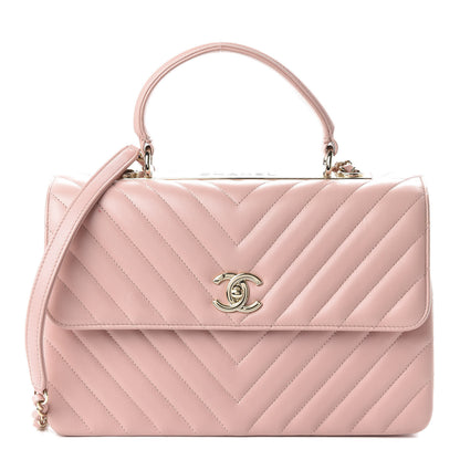 Chanel Lambskin Chevron Quilted Medium Trendy CC Dual Handle Flap Bag Pink 1 of 11