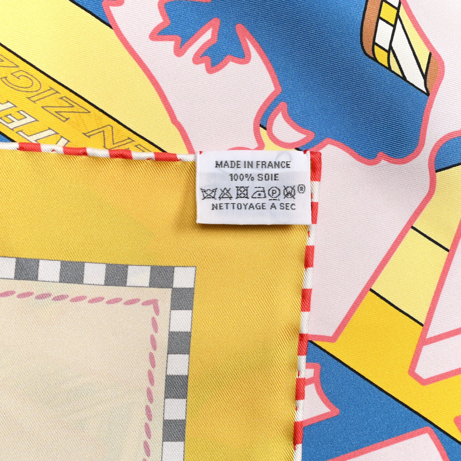 Hermes Silk Tatersale En Zigzag Scarf 90 Rose Jaune Vif Cobalt 5 of 5