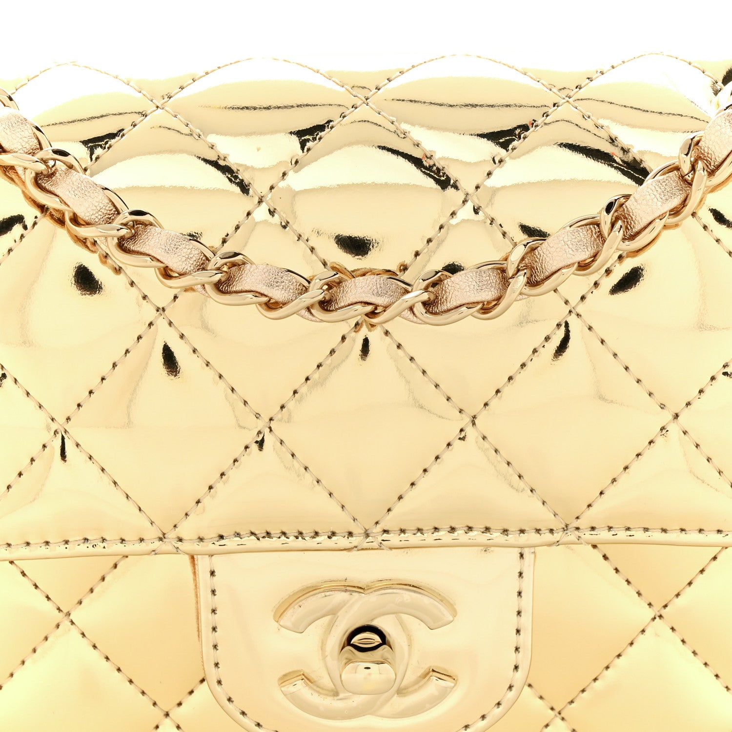 Chanel Mirror Calfskin Metallic Calfskin Quilted Hollywood Boulevard Mini Flap With Star Coin Purse Gold 8 of 11