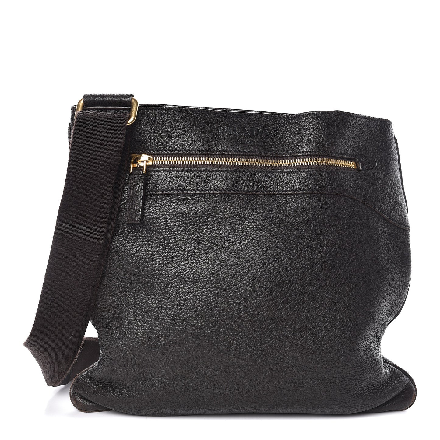 Cervo Deerskin Flat Messenger Bag Ebano