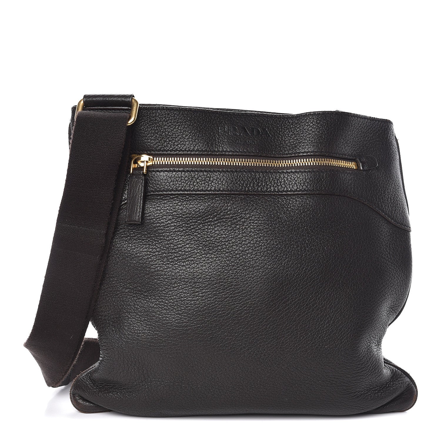 Prada Cervo Deerskin Flat Messenger Bag Ebano 1 of 9