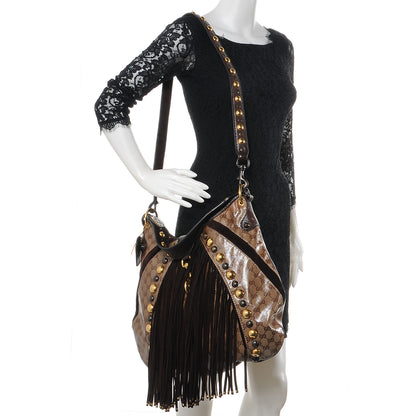 Gucci Crystal Monogram Fringe Babouska Hobo 2 of 7