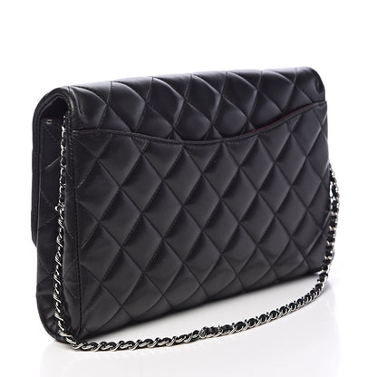 Chanel Lambskin Quilted Clutch With Chain Flap Black 3 of 10