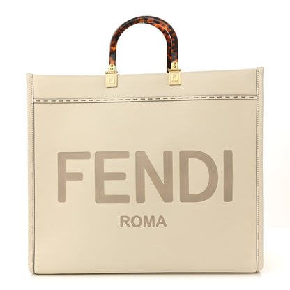 Fendi Vitello King Plexiglass Logo Embossed Large Fendi Sunshine Shopper Tote White Ice 1 of 19