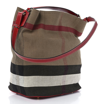 Burberry Canvas Mega Check Medium Ashby Hobo Cadmium Red 2 of 12