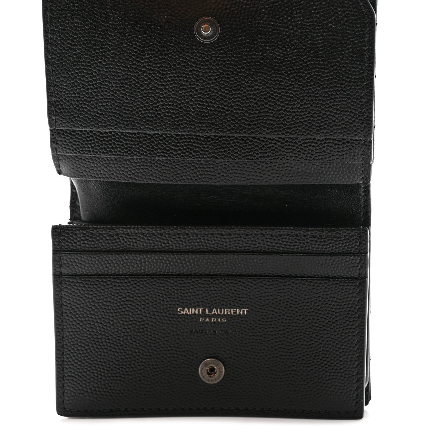 Saint Laurent Grain De Poudre Matelasse Chevron Monogram Card Case Black 5 of 10