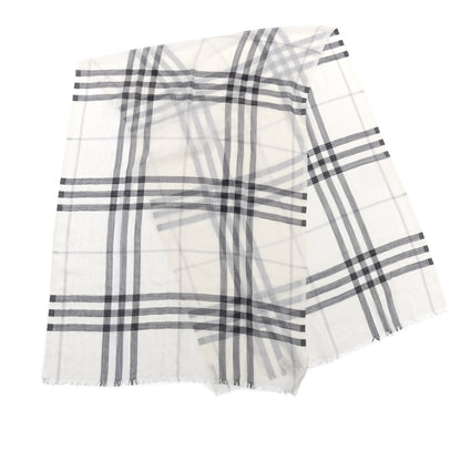 Burberry Wool Silk Gauze Giant Check Lightweight Scarf Natural White 4 of 4