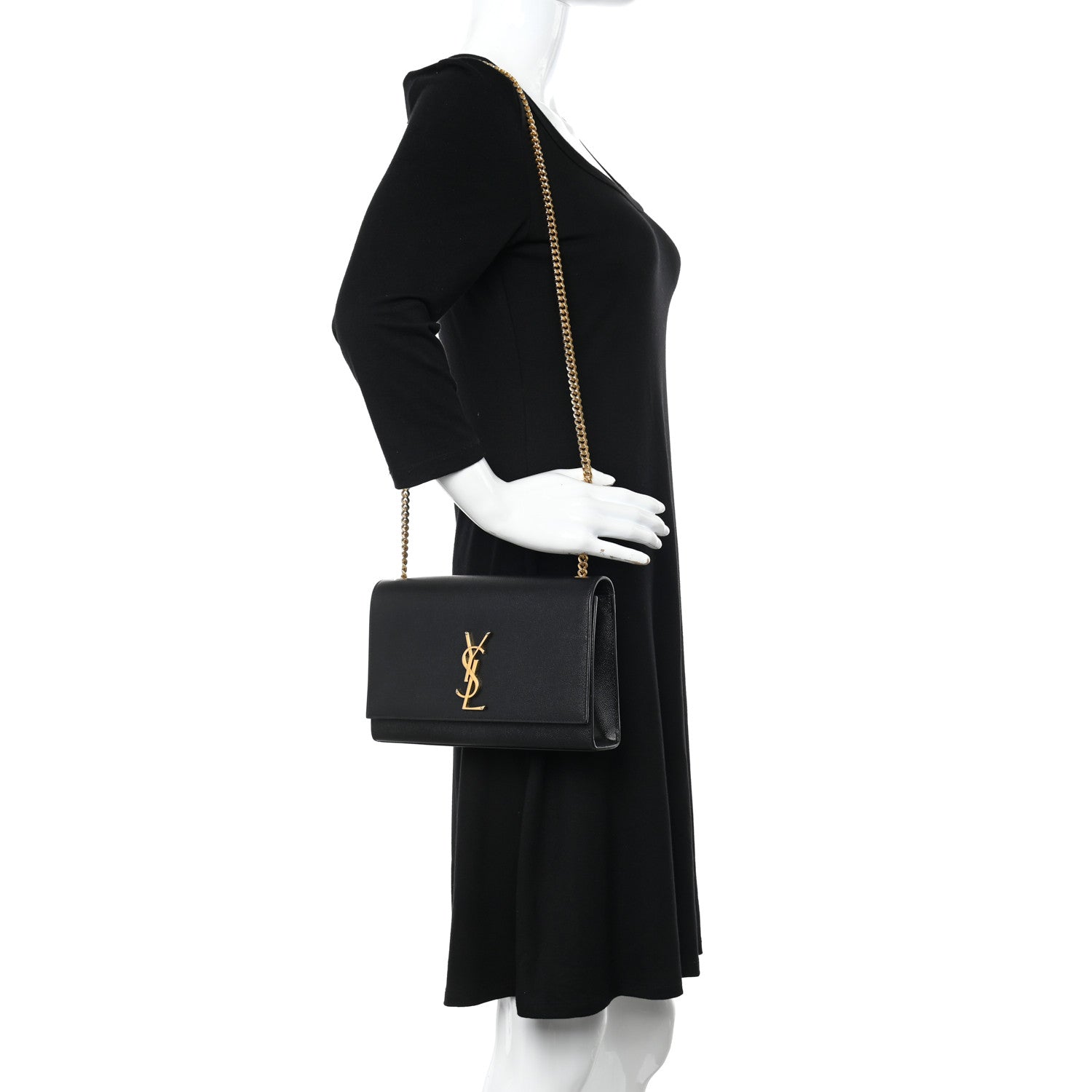 Saint Laurent Grain De Poudre Medium Classic Monogram Kate Satchel Black 2 of 19