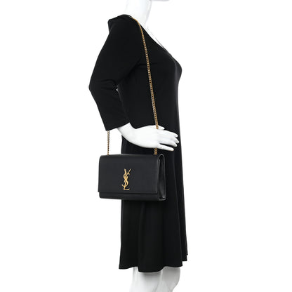 Saint Laurent Grain De Poudre Medium Classic Monogram Kate Satchel Black 2 of 19