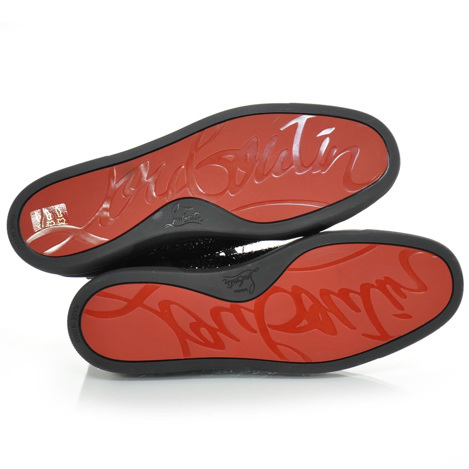 Christian Louboutin Veau Velours Strass Louis Flat Sneakers 42.5 Hematite Version 4 of 8
