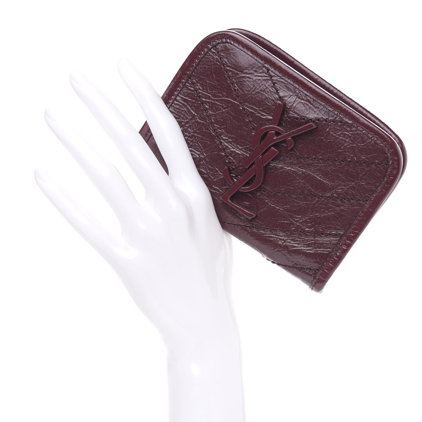 Crinkled Calfskin Matelasse Monogram Niki Card Holder Rouge Legion