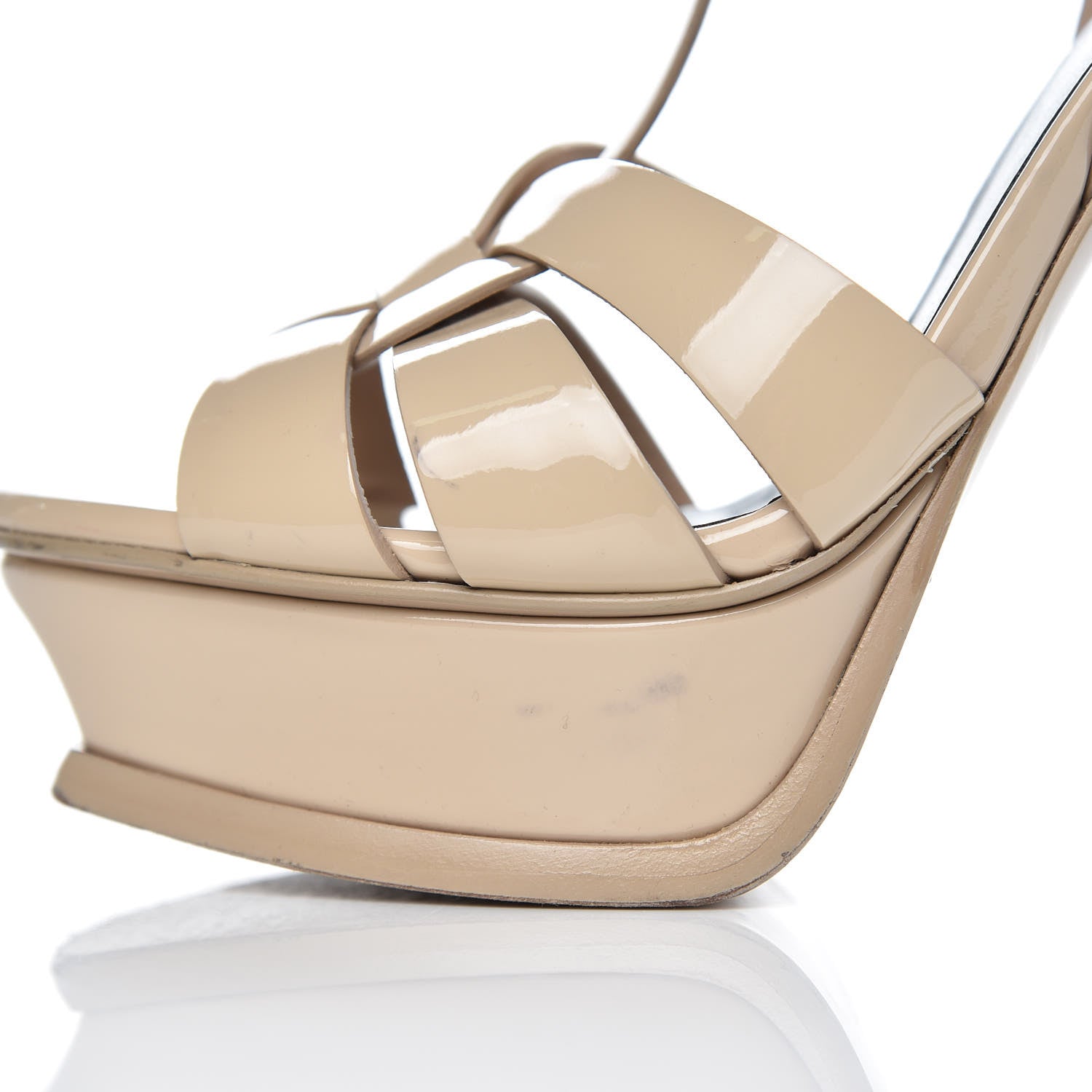 Saint Laurent Calfskin Tribute 105 Platform Sandals 36 Nude Powder 9 of 14
