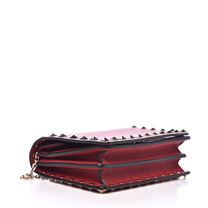 Valentino Garavani Pebbled Calfskin Rockstud Wallet on Chain Rosso Valentino 4 of 10