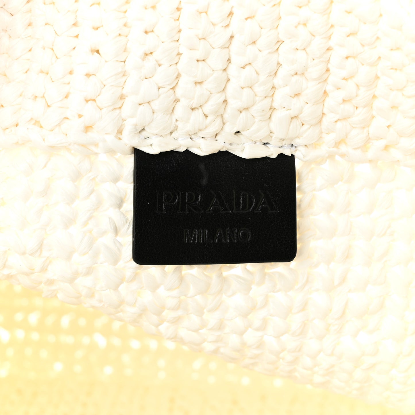 Yarn Raffia Effect Crochet Small Logo Tote Bianco