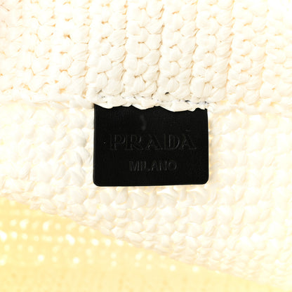Prada Yarn Raffia Effect Crochet Small Logo Tote Bianco 5 of 10