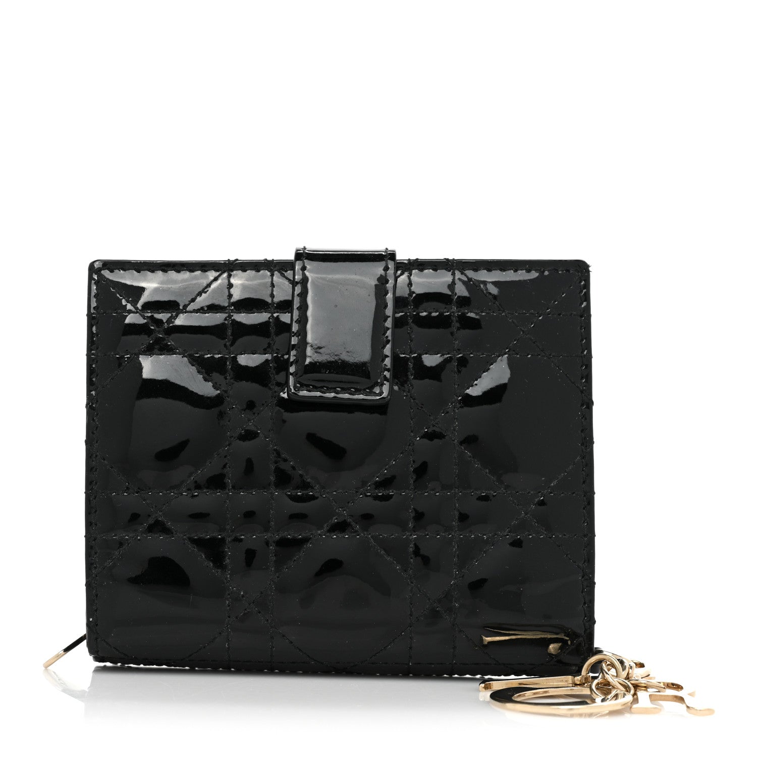 Christian Dior Patent Cannage Lady Dior Eden Wallet Black 1 of 11