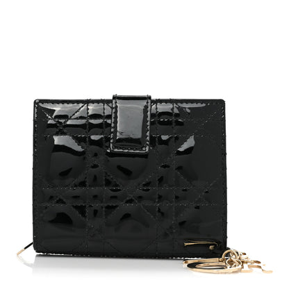 Christian Dior Patent Cannage Lady Dior Eden Wallet Black 1 of 11