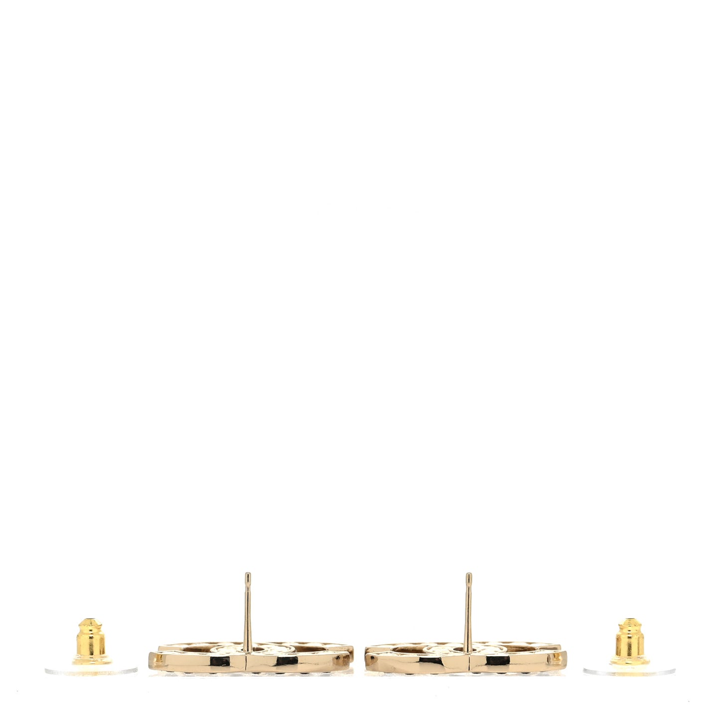 Large Strass Crystal CC Earrings Black Gold