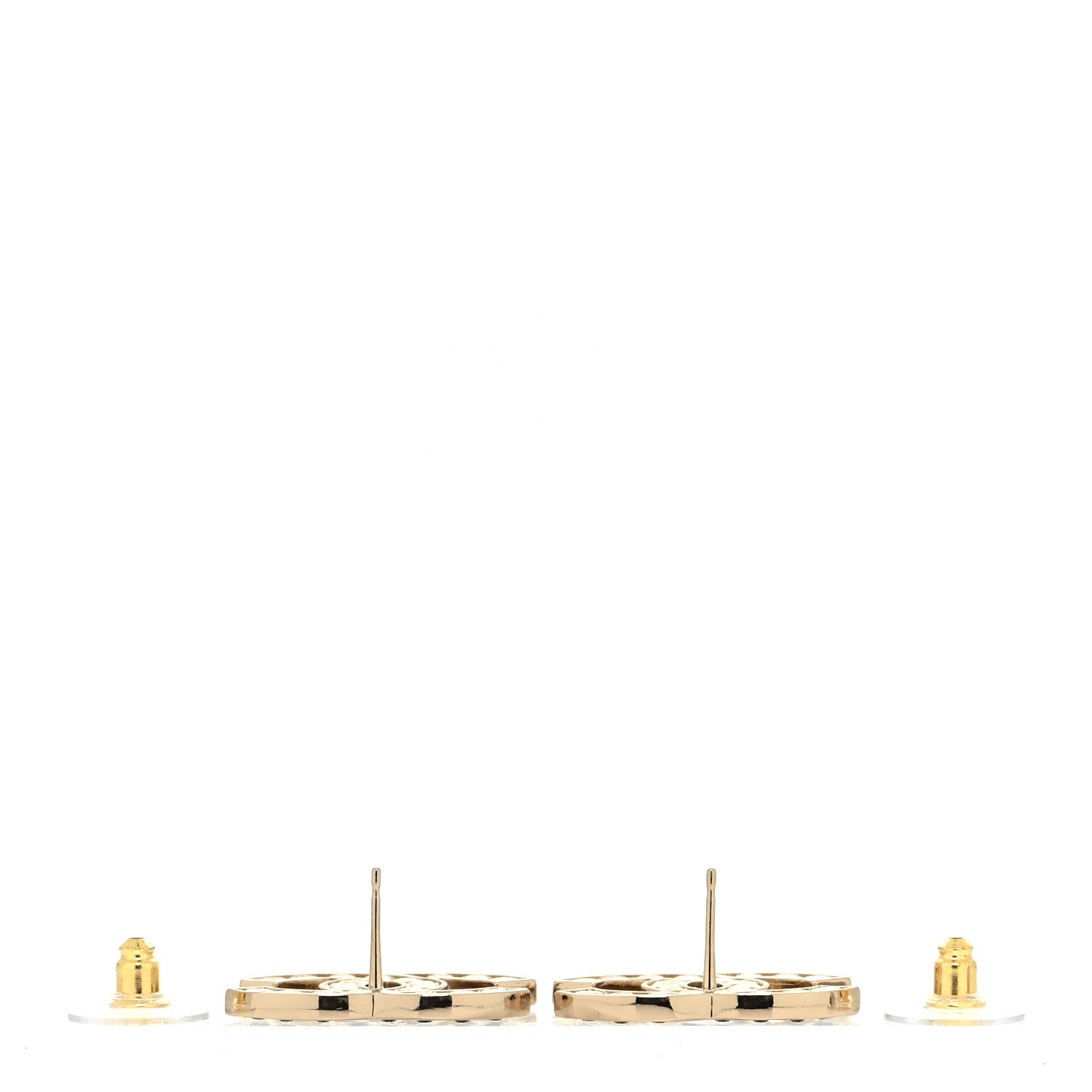 Chanel Large Strass Crystal CC Earrings Black Gold 3 of 4