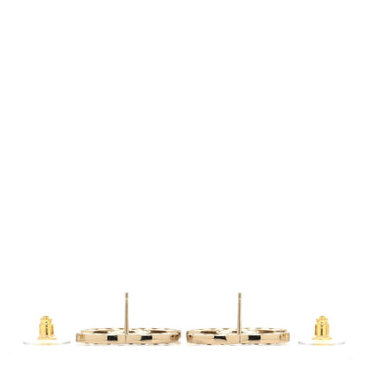 Chanel Large Strass Crystal CC Earrings Black Gold 3 of 4