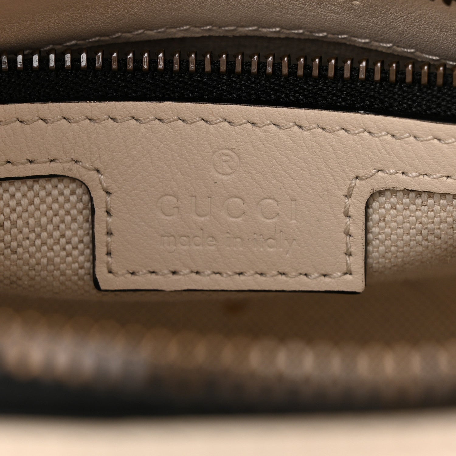 Gucci Monogram Textured Dollar Calfskin Web Mini Bauletto Duffle Top Handle Bag Black Mystic White 6 of 11