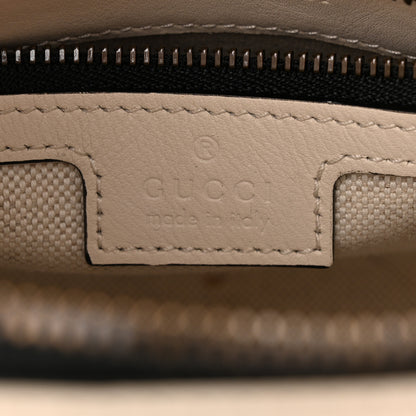 Gucci Monogram Textured Dollar Calfskin Web Mini Bauletto Duffle Top Handle Bag Black Mystic White 6 of 11