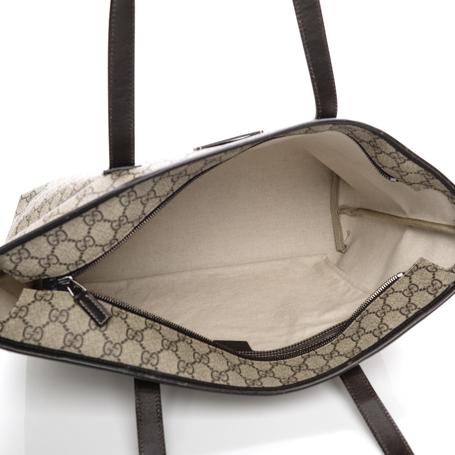 Gucci GG Supreme Monogram Medium Zippered Shopping Tote Dark Brown 5 of 8
