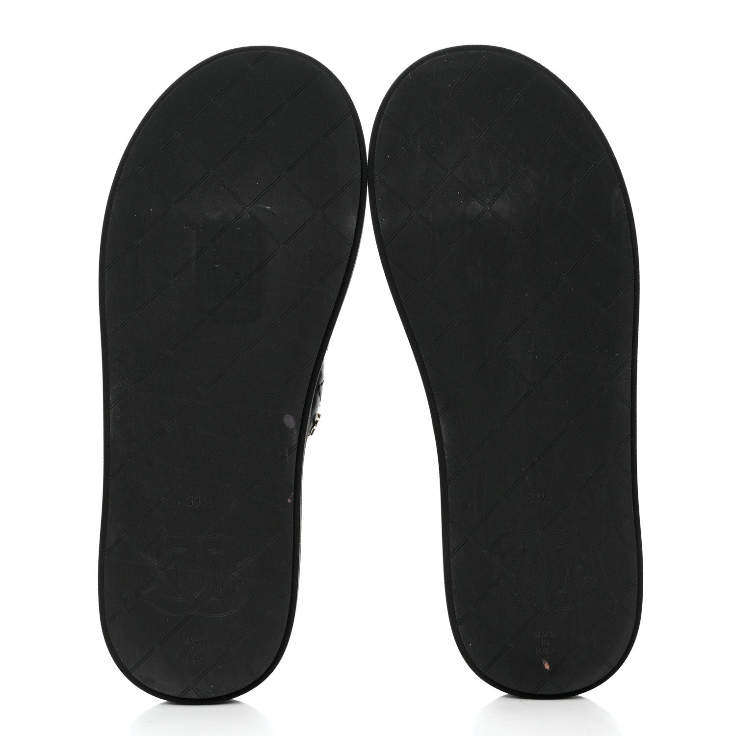 Chanel Lambskin Quilted Padded Charms Thong Sandals 39.5 Black 5 of 8