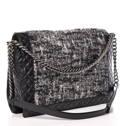 Chanel Calfskin Tweed Enchained XL Boy Flap Black 3 of 9