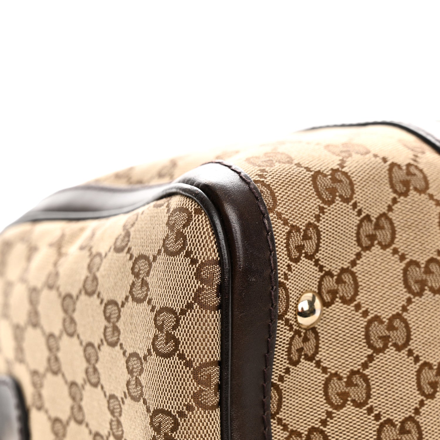 Gucci Monogram Selleria Calfskin Vintage Web Medium Boston Beige Ebony Cocoa 11 of 21