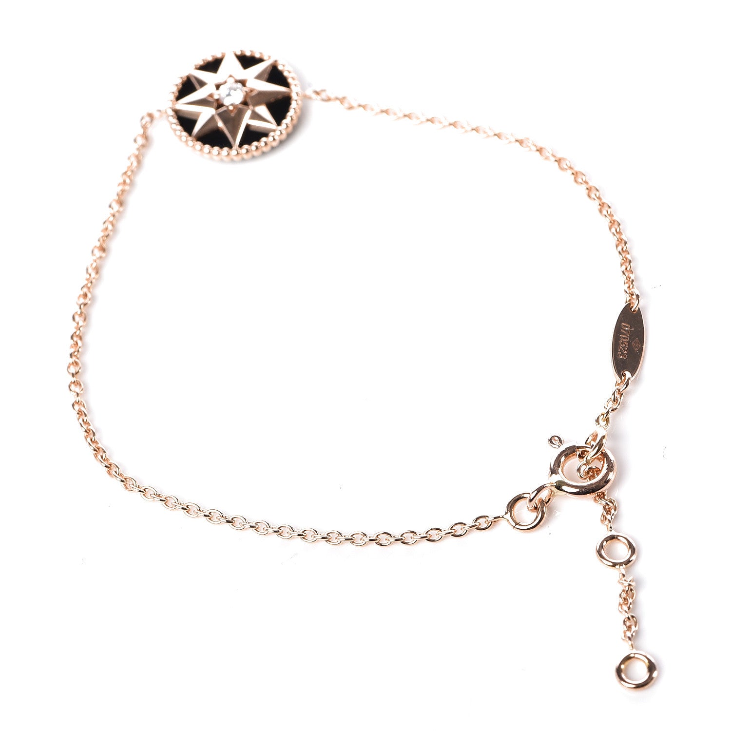 Christian Dior 18K Rose Gold Diamond Black Onyx Rose Des Vents Bracelet 3 of 6