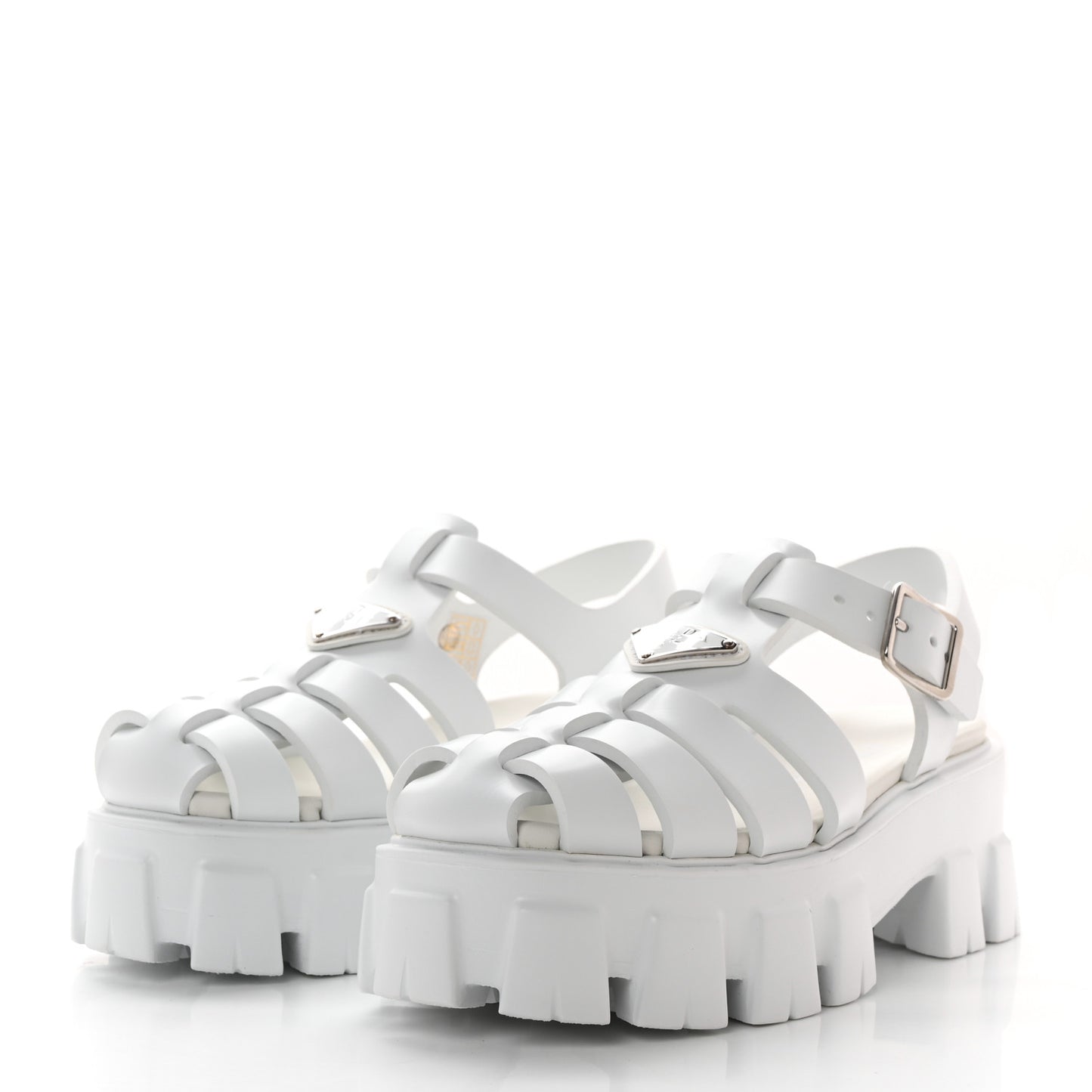 Foam Rubber Metal Triangle Logo Monolith 55mm Cage Sandals 36 White