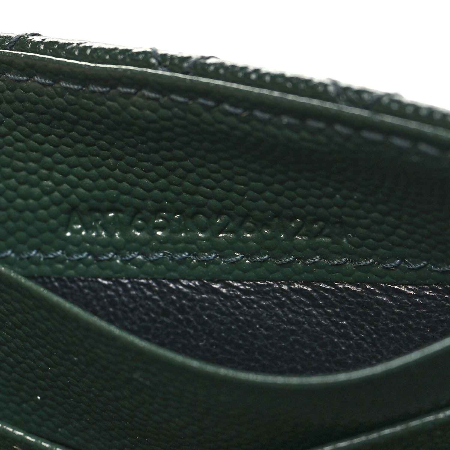 Saint Laurent Grain De Poudre Mixed Matelasse Triquilt Monogram Compact Tri Fold Wallet Dark Green 7 of 9