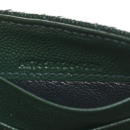 Saint Laurent Grain De Poudre Mixed Matelasse Triquilt Monogram Compact Tri Fold Wallet Dark Green 7 of 9