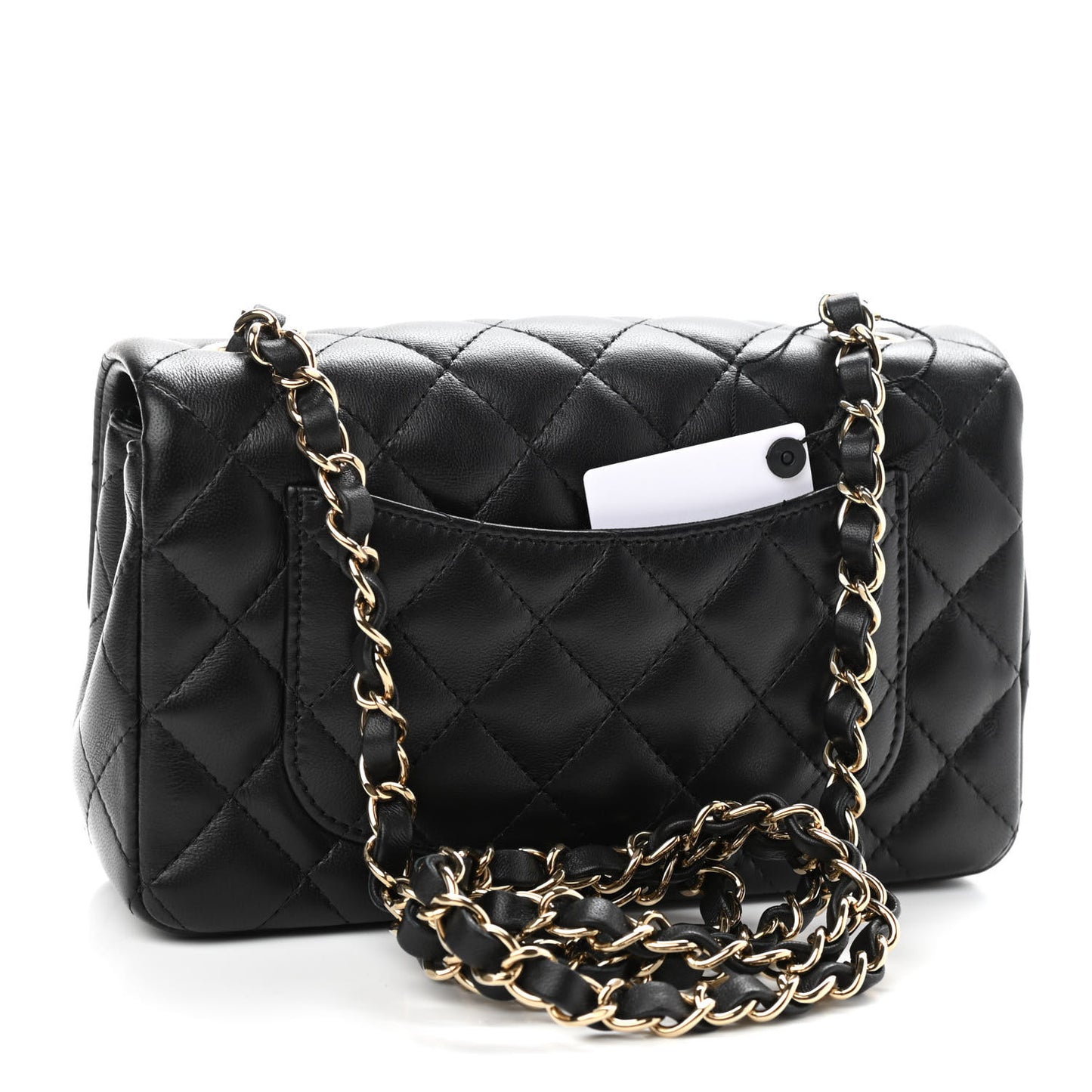 Lambskin Quilted Mini Rectangular Flap Black