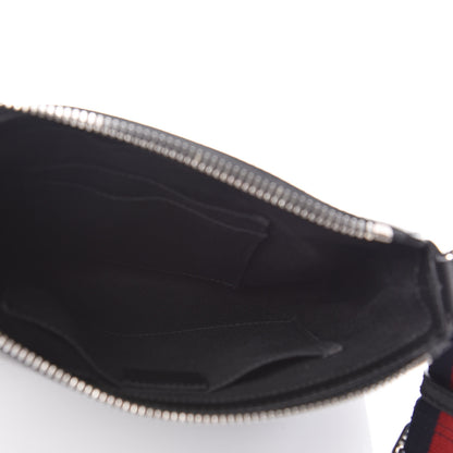 Gucci GG Supreme Monogram Web Small Flat Messenger Bag Black Grey 5 of 12