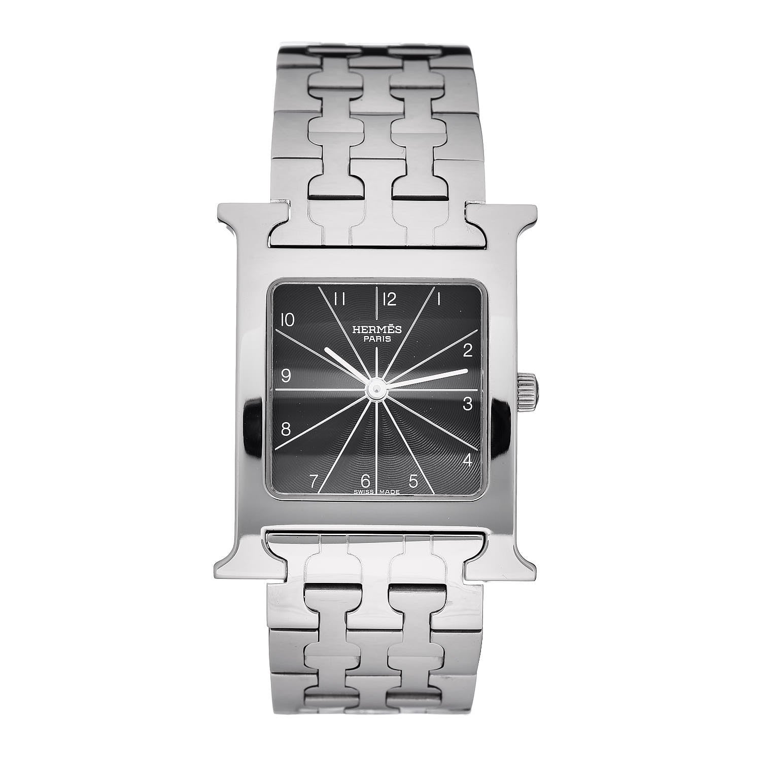 Hermes Stainless Steel 26mm Heure H Hour Quartz Watch Black 1 of 6