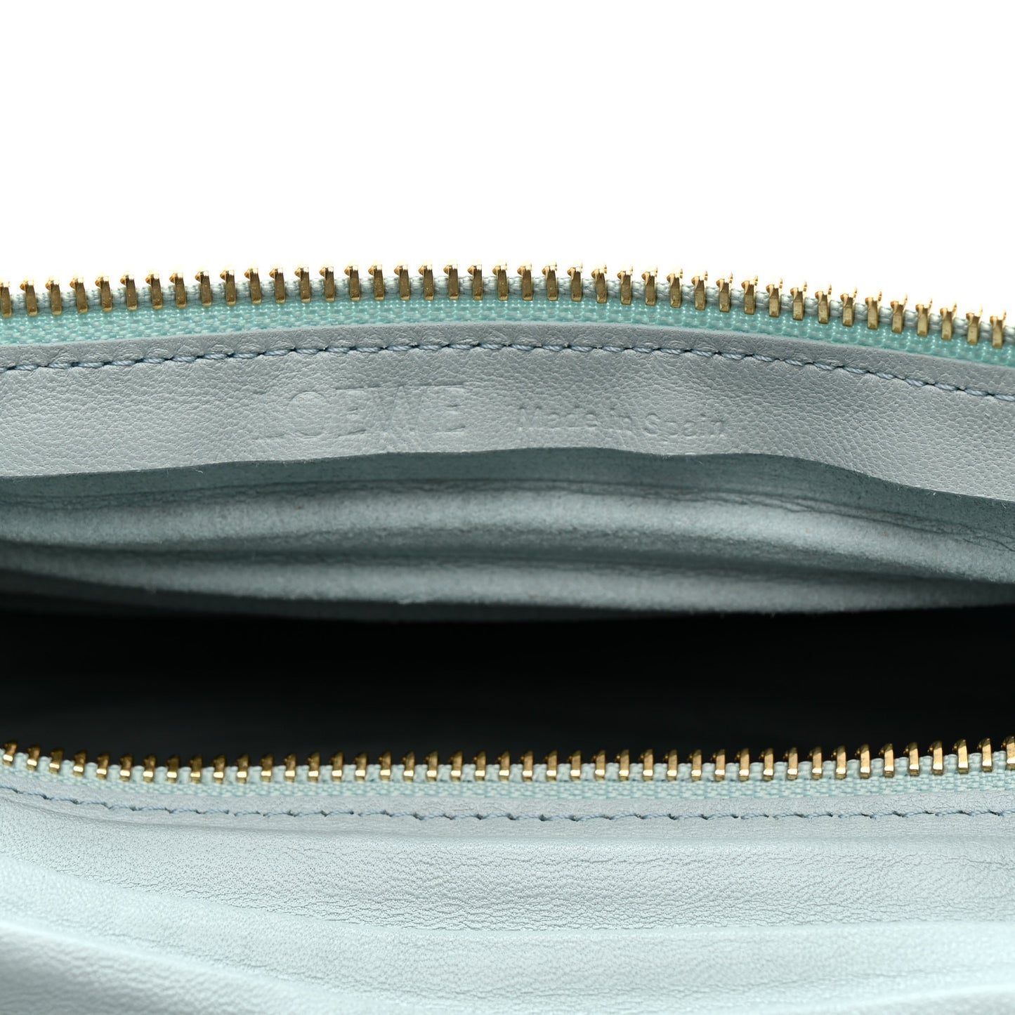 Lambskin Pleated Bracelet Pouch Chain Shoulder Bag Aquamarine