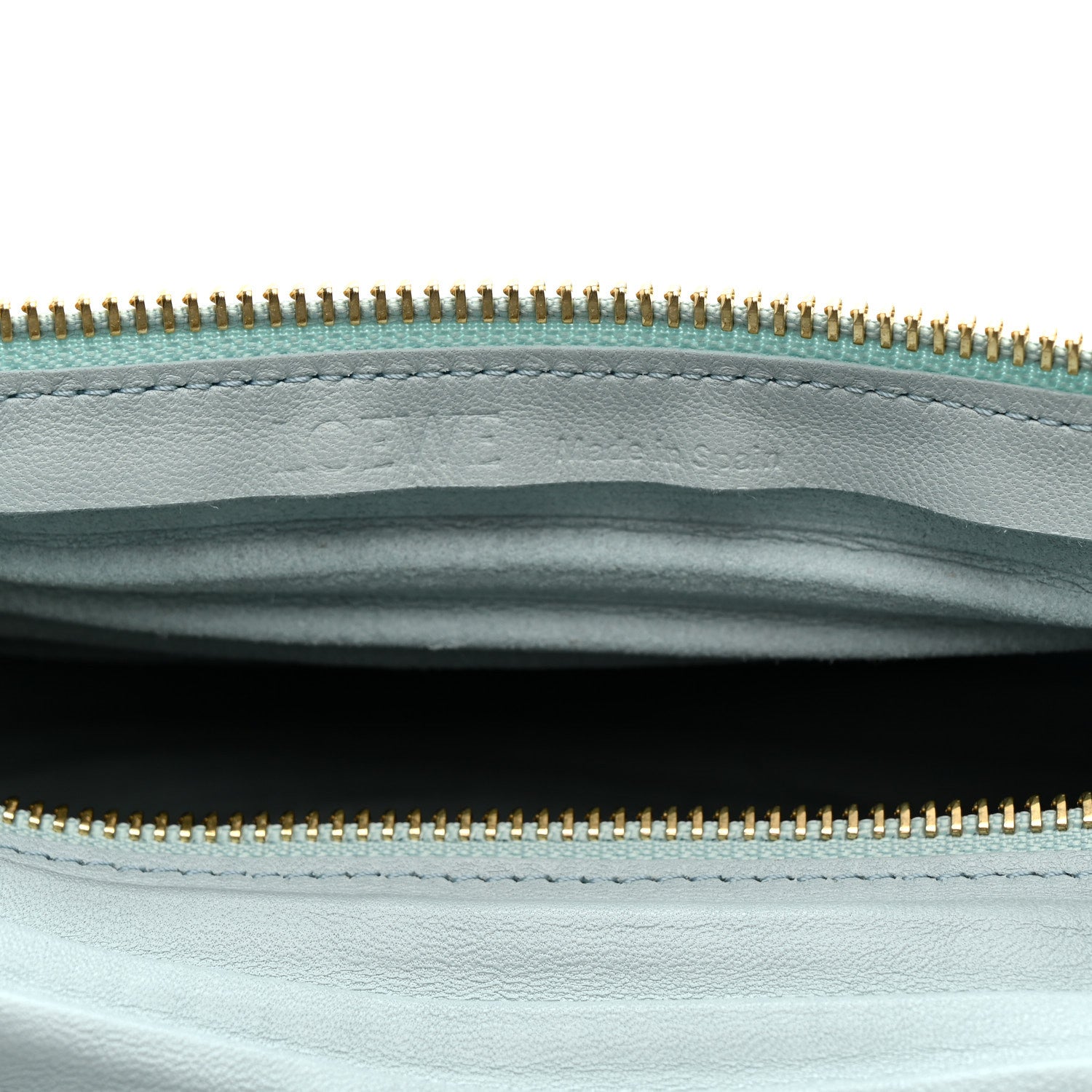 Loewe Lambskin Pleated Bracelet Pouch Chain Shoulder Bag Aquamarine 6 of 10