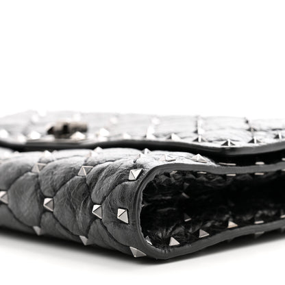 Valentino Garavani Craquele Nappa Rockstud Spike Wallet on Chain Black 9 of 13