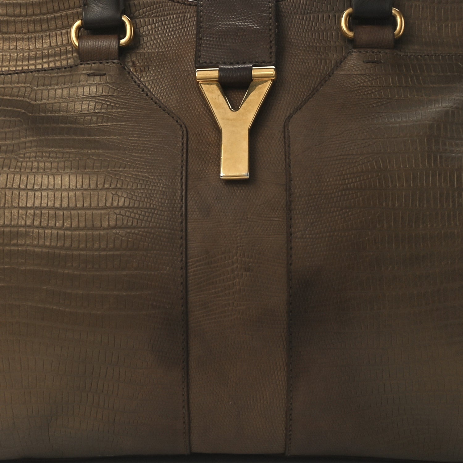 Saint Laurent Lizard Calfskin Embossed Medium Cabas ChYc Brown 7 of 11
