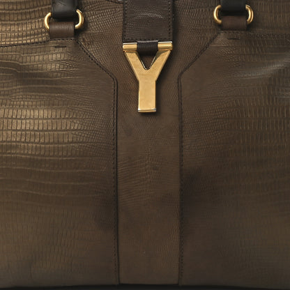 Saint Laurent Lizard Calfskin Embossed Medium Cabas ChYc Brown 7 of 11