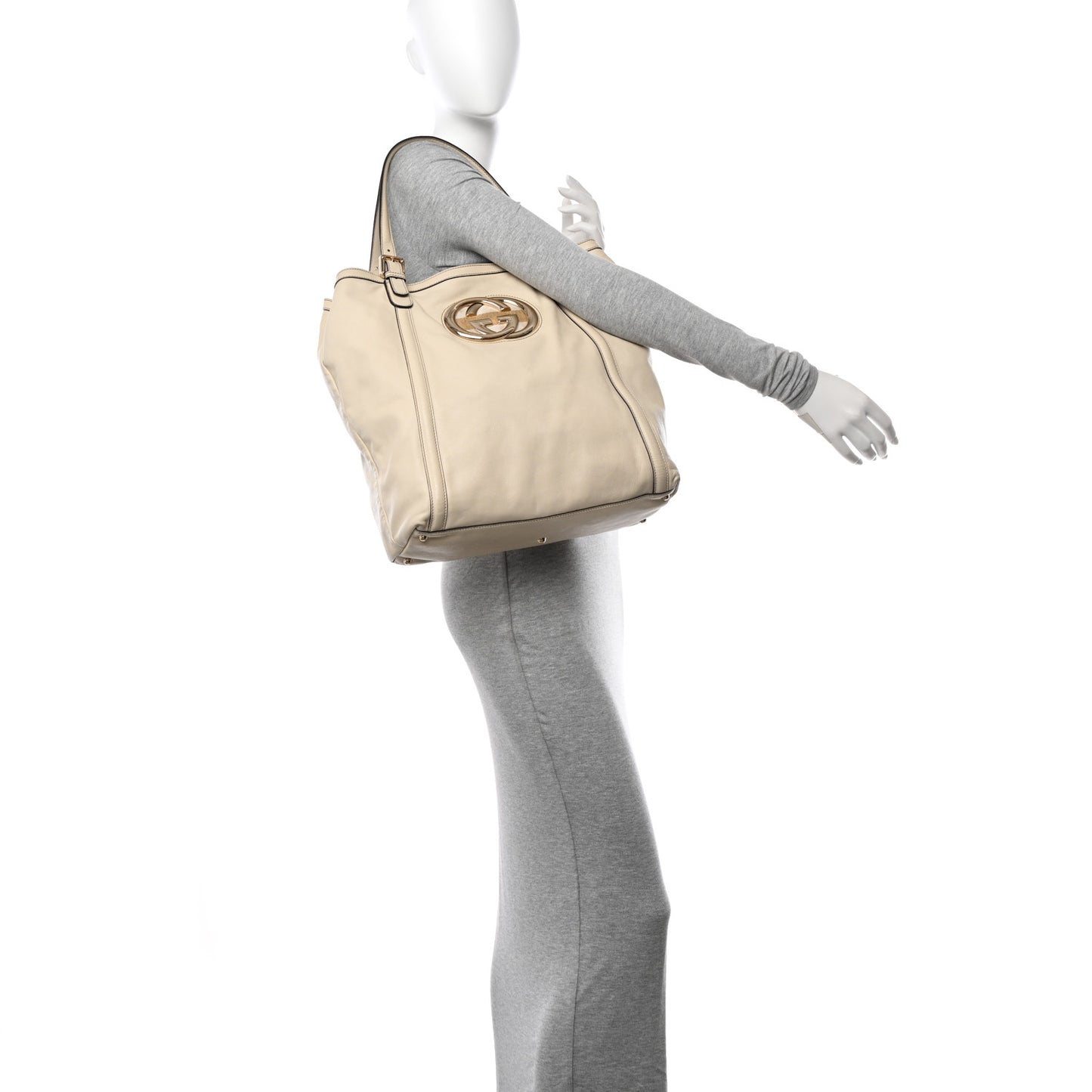 Calfskin Large Britt Shoulder Bag Ivory