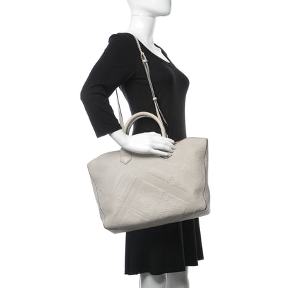 Burberry Heritage Grain Check Embossed Medium Dewsbury Tote Stone White 2 of 11