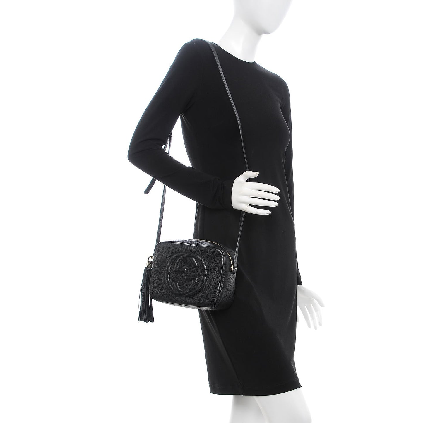 Pebbled Calfskin Small Soho Disco Bag Black